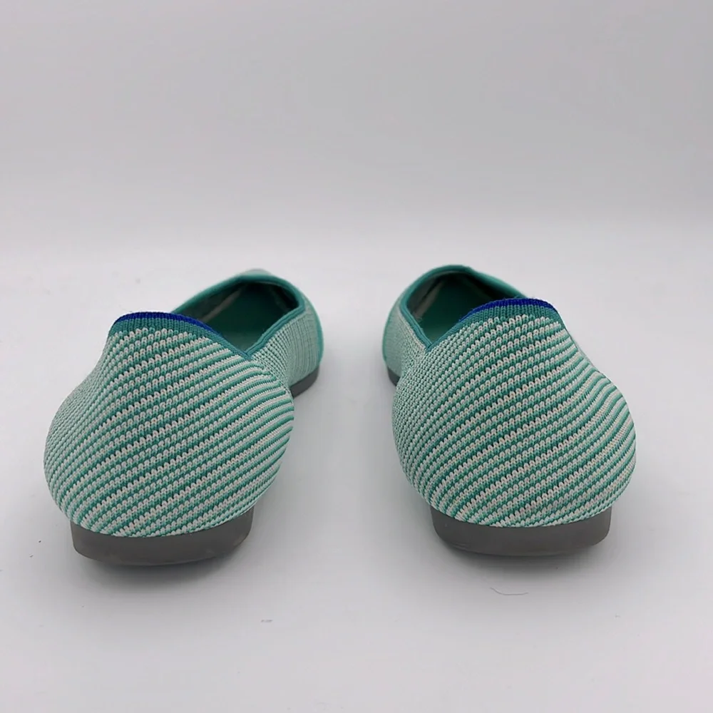 Rothy’s -women’s The pointed toe flats green teal striped knit ballet shoes 11.5